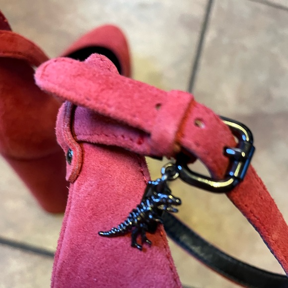 New Coach Red Chrystie True Suede T Rex Ankle Strap Heels Platforms - size 9.5B - Picture 8 of 8